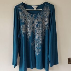 CJ Banks Long Sleeve Glitter Tee